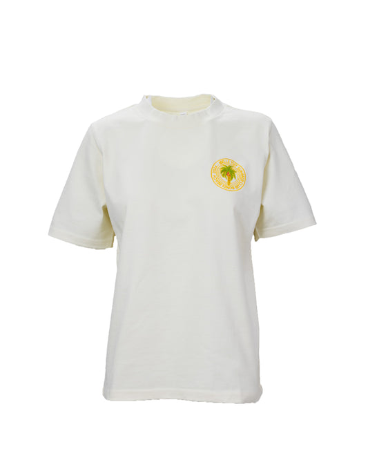 WOMENS CREAM T SHIRT PALM TREE