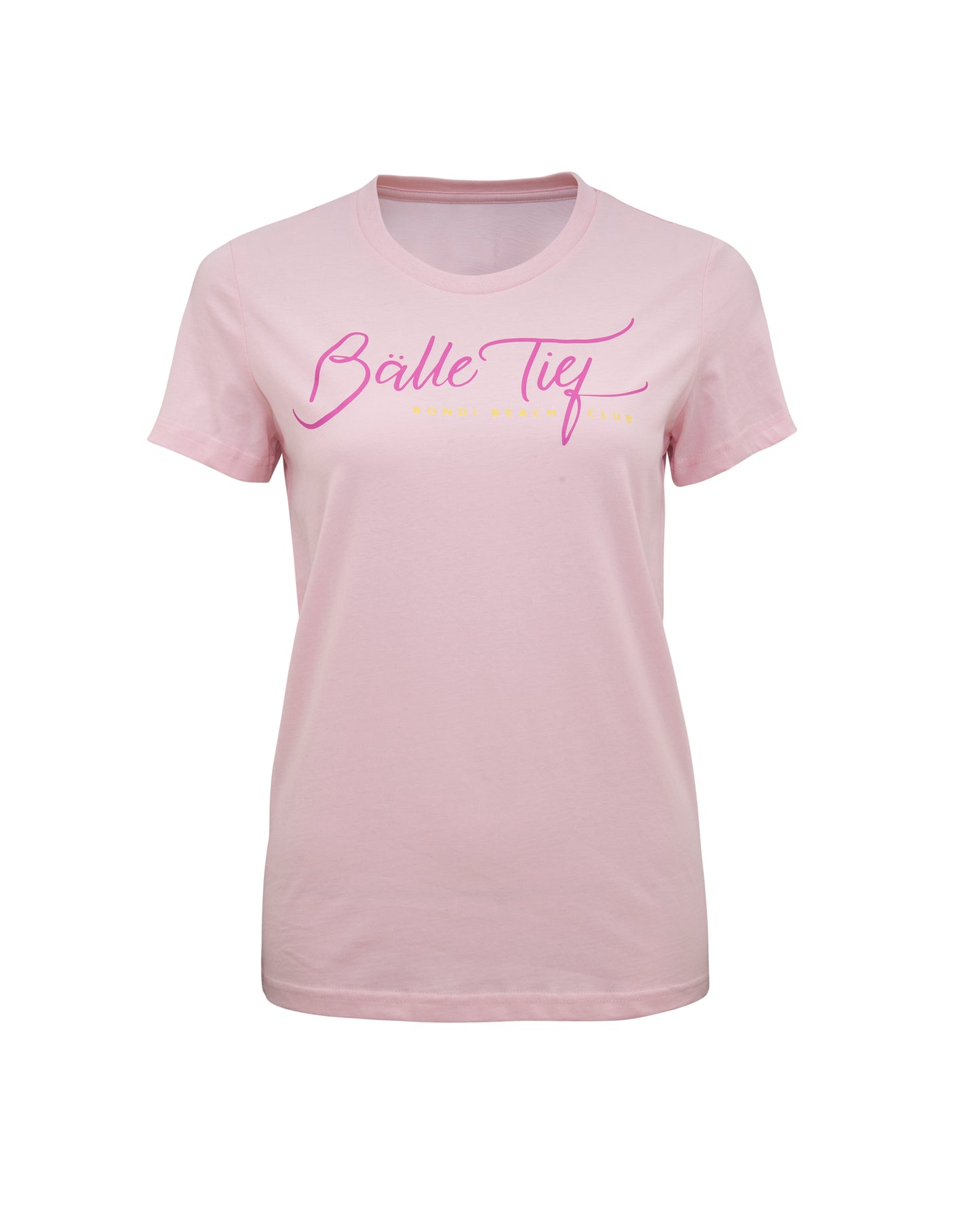 BÄLLE TIEF BONDI LADIES PINK SCRIPT T SHIRT | LIMITED EDITION