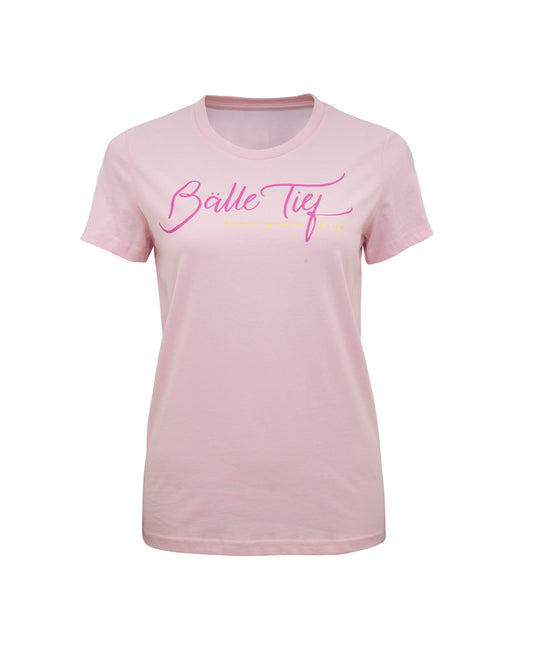 BÄLLE TIEF BONDI LADIES PINK SCRIPT T SHIRT | LIMITED EDITION
